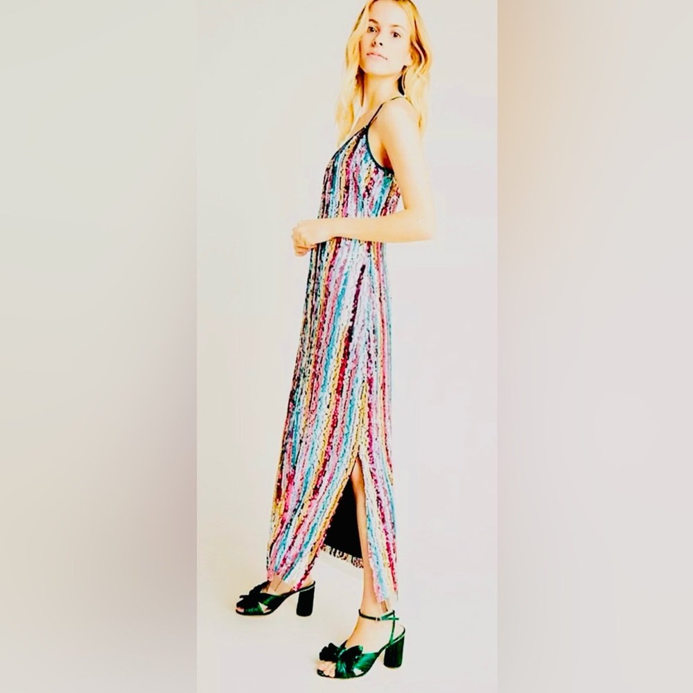 Eva Franco Anthropologie Marguerite Sequin Maxi Dress - Size 12 - 🆕